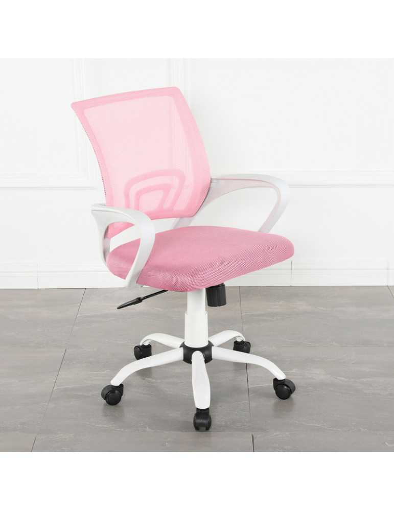 Silla de estudio infantil/juvenil Modelo Martina White color blanco y rosa