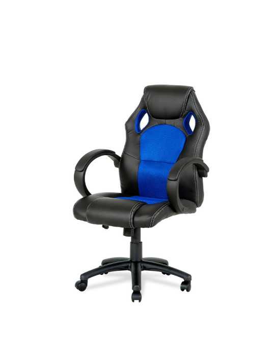 Silla de estudio Gaming Modelo Olimpia color negro y azul