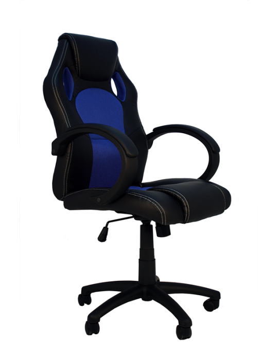 Silla de estudio Gaming Modelo Olimpia color negro y azul