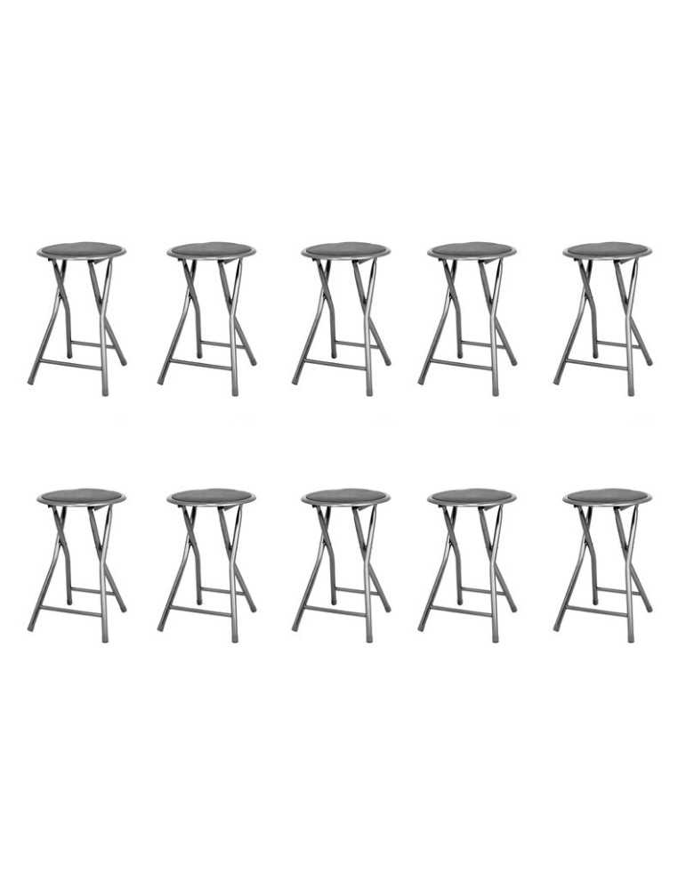 Pack de 10 taburetes plegables Modelo Palma color negro