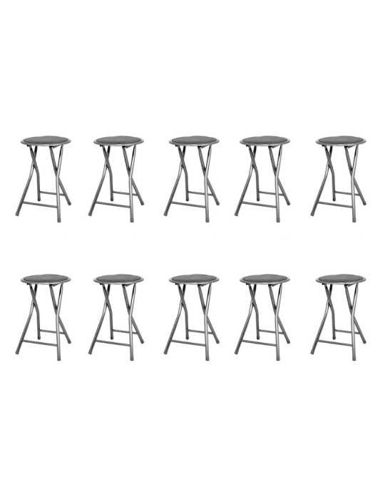 Pack de 10 taburetes plegables Modelo Palma color negro