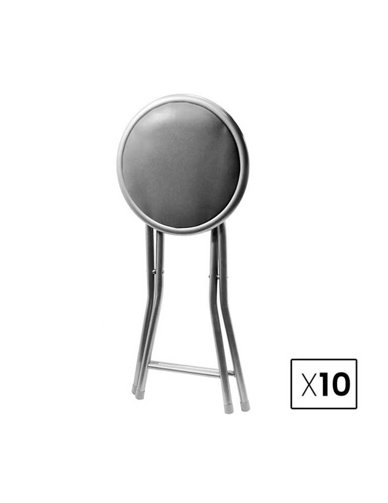 Pack de 10 taburetes plegables Modelo Palma color negro