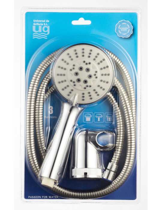 Conjunto de ducha modelo Luna presentado en bolsa con pestaña (RY-H213+RY-S001+RY-P012)
