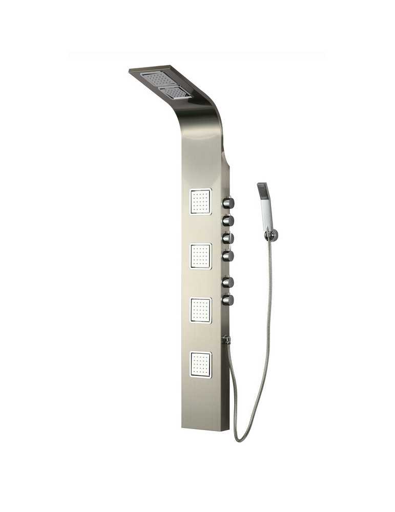 Columna de Hidromasaje fabricada en AceroInox. Acabado color plata modelo Ibiza