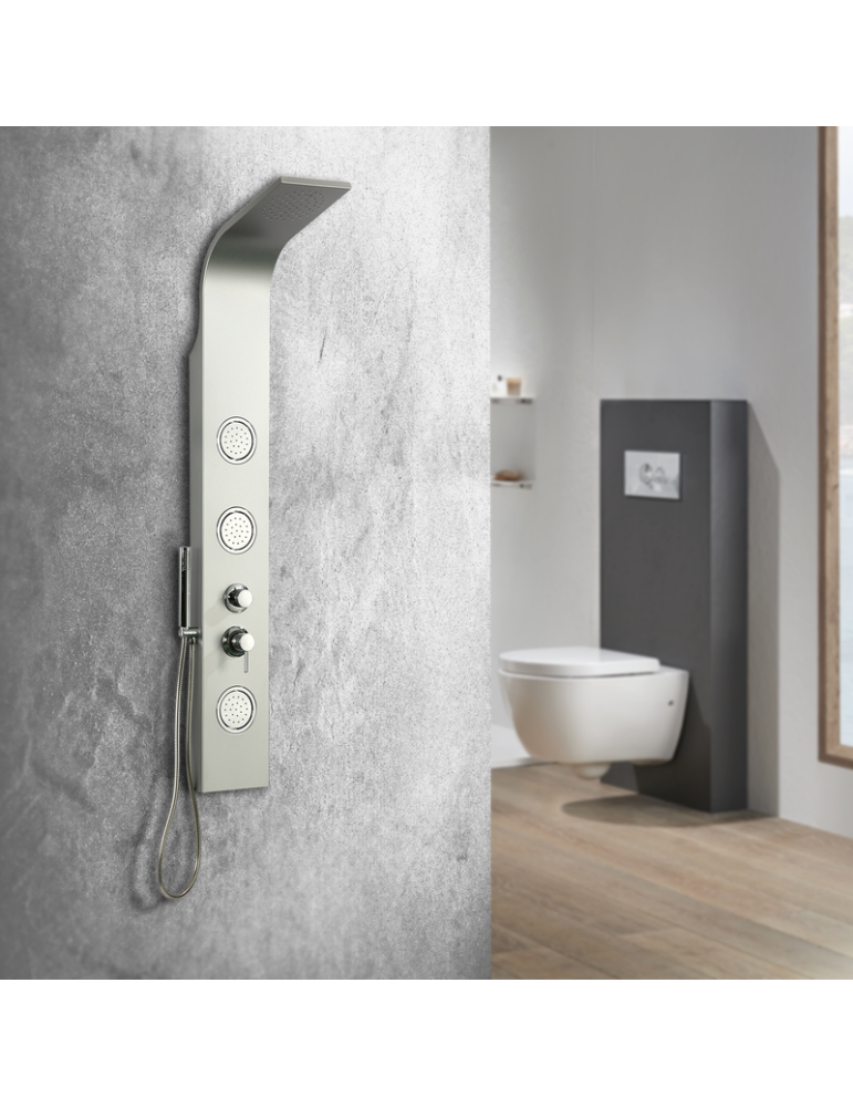 Columna de Hidromasaje fabricada en Aluminio acabado color plata modelo A-85