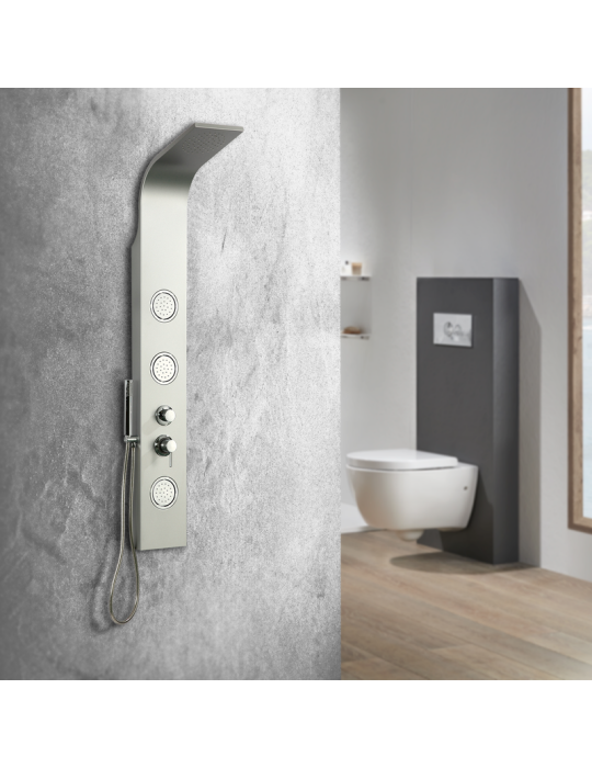 Columna de Hidromasaje fabricada en Aluminio acabado color plata modelo A-85