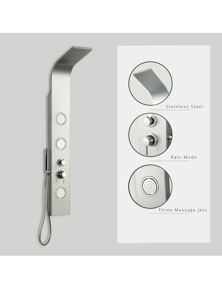 Columna de Hidromasaje fabricada en Aluminio acabado color plata modelo A-85