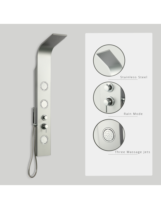 Columna de Hidromasaje fabricada en Aluminio acabado color plata modelo A-85