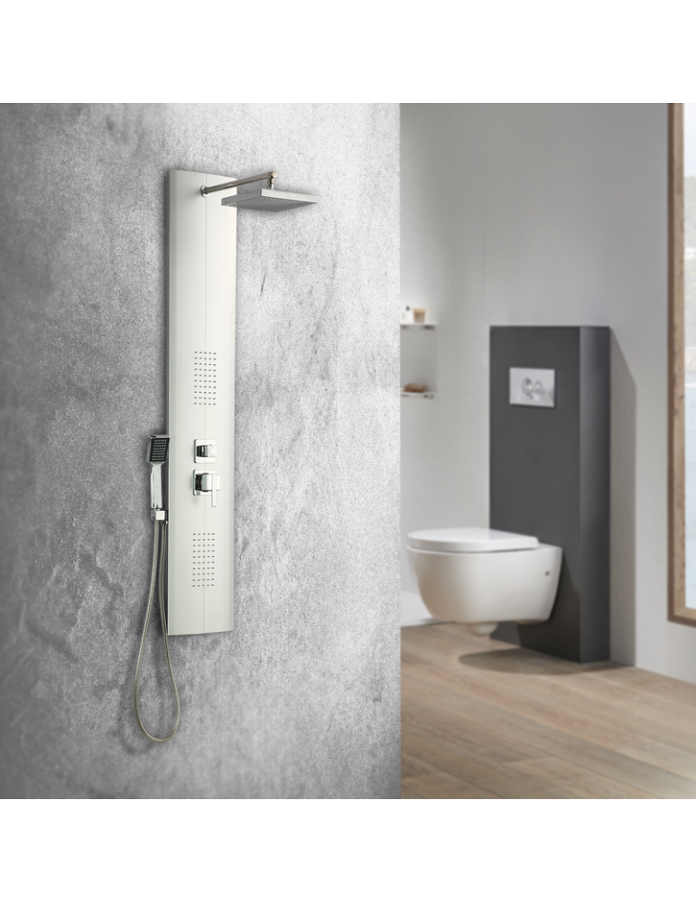 Columna de Hidromasaje fabricada en PVC acabado color plata modelo Granada