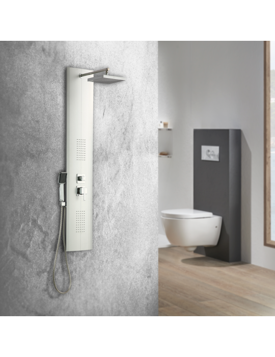 Columna de Hidromasaje fabricada en PVC acabado color plata modelo Granada