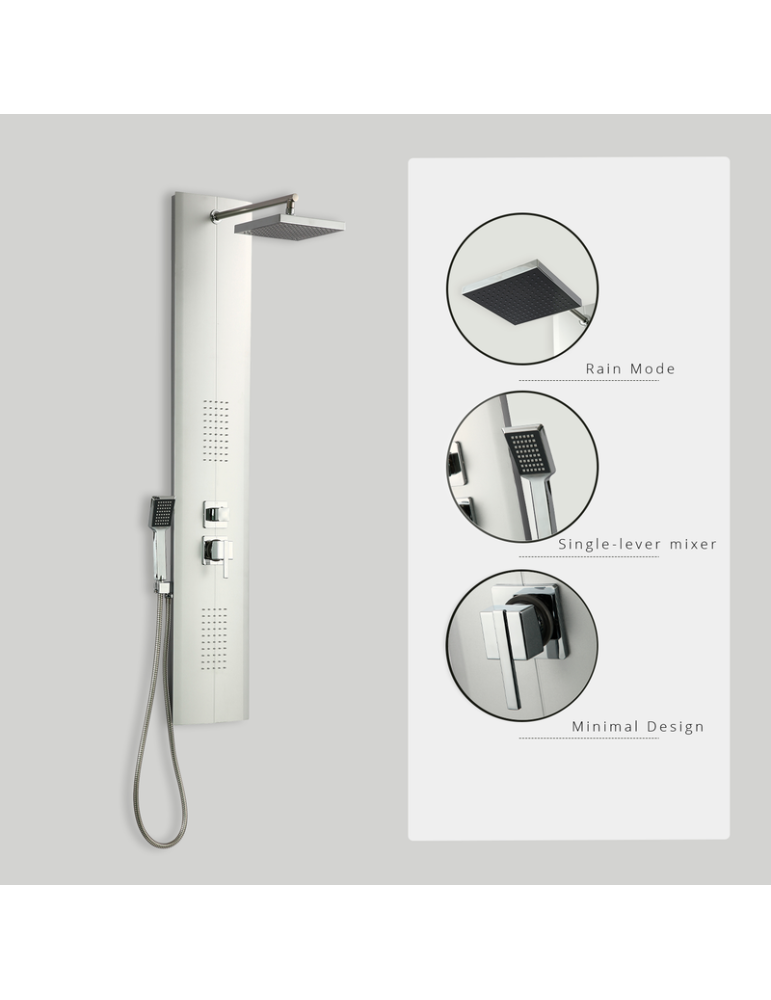 Columna de Hidromasaje fabricada en PVC acabado color plata modelo Granada