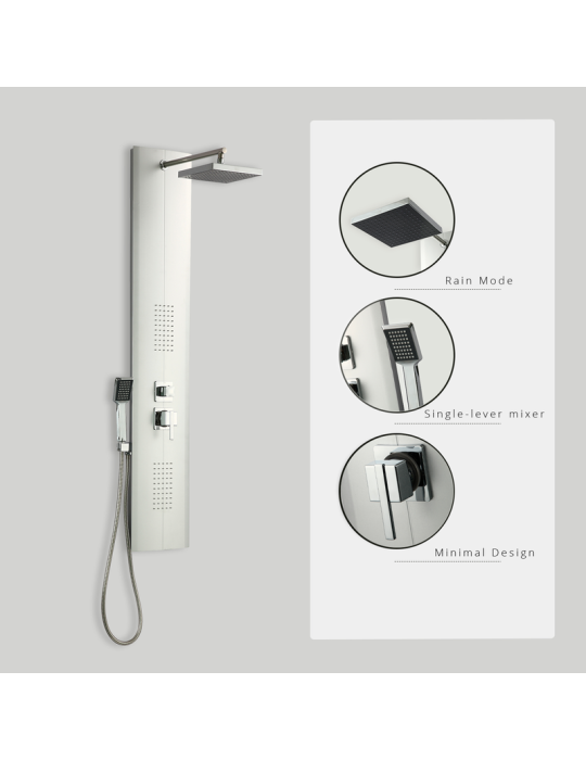 Columna de Hidromasaje fabricada en PVC acabado color plata modelo Granada