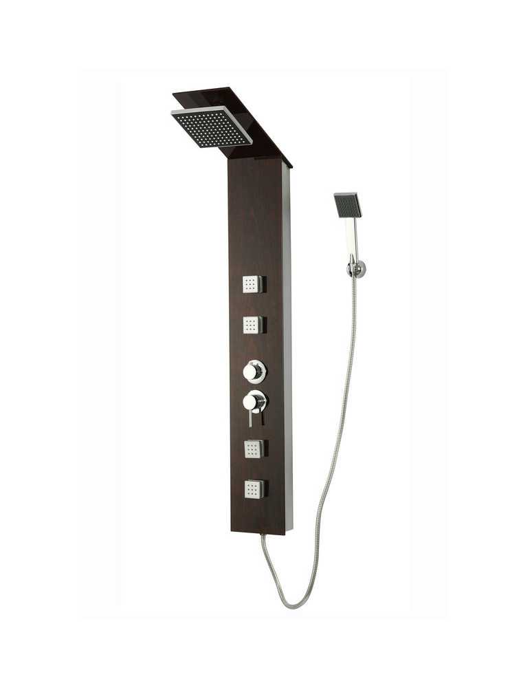 Columna de Hidromasaje fabricada en cristal acabado efecto madera modelo Jaén