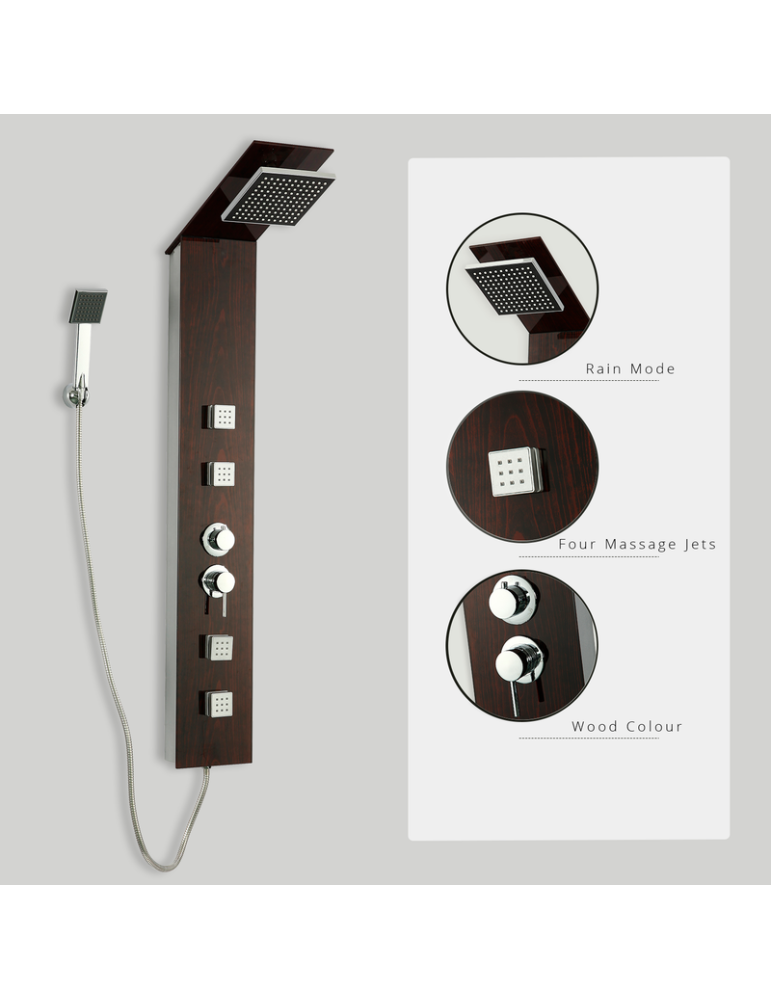 Columna de Hidromasaje fabricada en cristal acabado efecto madera modelo Jaén