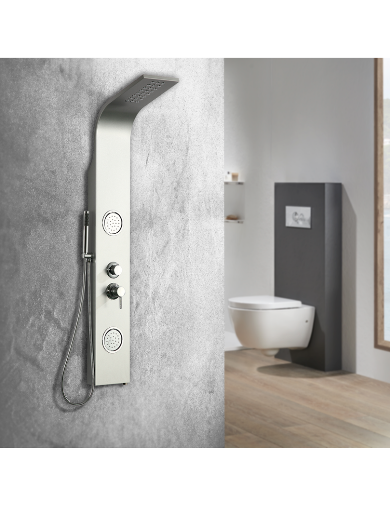 Columna de Hidromasaje fabricada en Aluminio acabado color plata modelo A-51