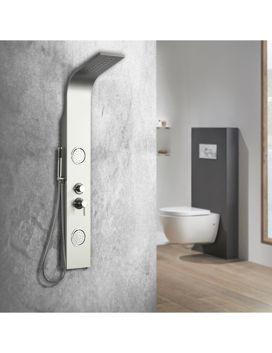 Columna de Hidromasaje fabricada en Aluminio acabado color plata modelo A-51