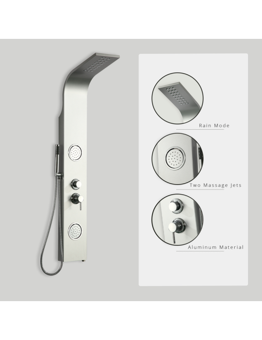 Columna de Hidromasaje fabricada en Aluminio acabado color plata modelo A-51