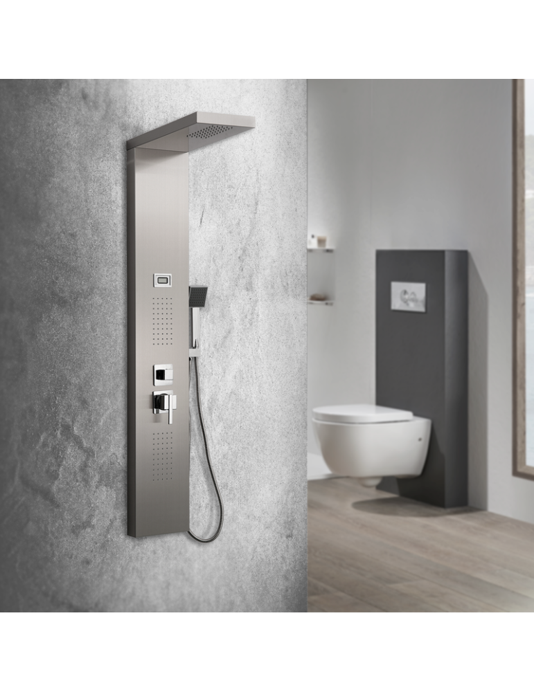 Columna de Hidromasaje fabricada en Acero Inox. Acabado color plata modelo S-9127 INOX