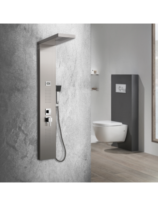 Columna de Hidromasaje fabricada en Acero Inox. Acabado color plata modelo S-9127 INOX