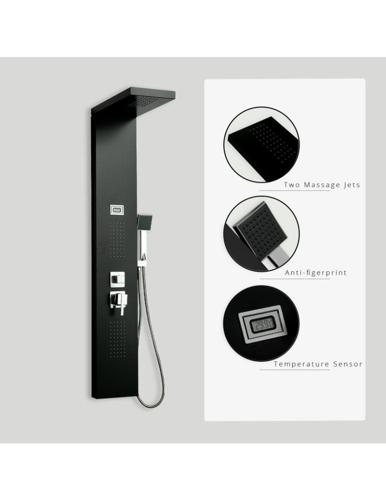 Columna de Hidromasaje fabricada en Aluminio. Acabado color negro modelo A-9127 BLACK