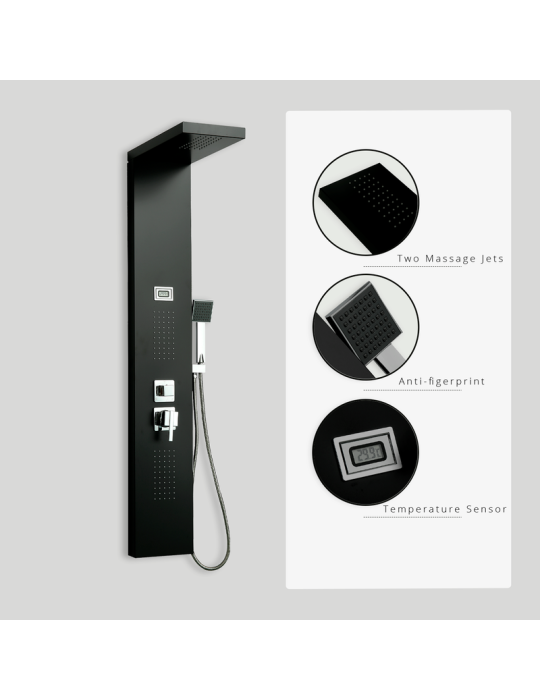 Columna de Hidromasaje fabricada en Aluminio. Acabado color negro modelo A-9127 BLACK