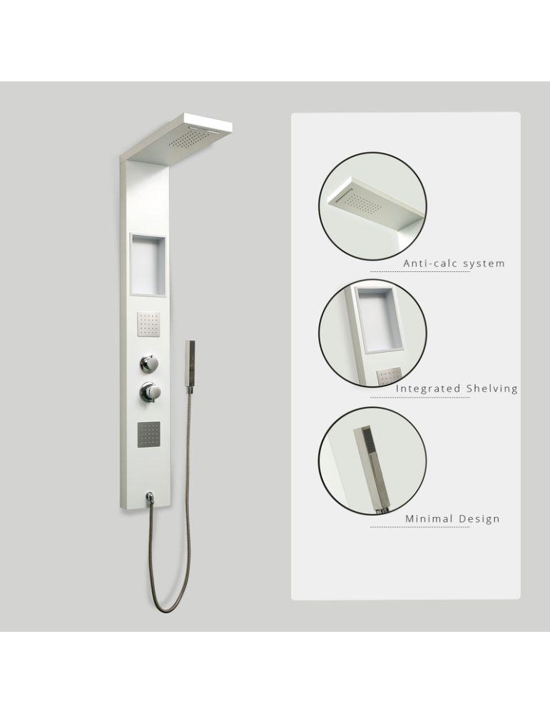 Columna de Hidromasaje fabricada en Aluminio. Acabado color blanco modelo A-851 WHITE