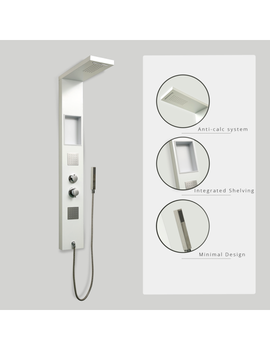 Columna de Hidromasaje fabricada en Aluminio. Acabado color blanco modelo A-851 WHITE