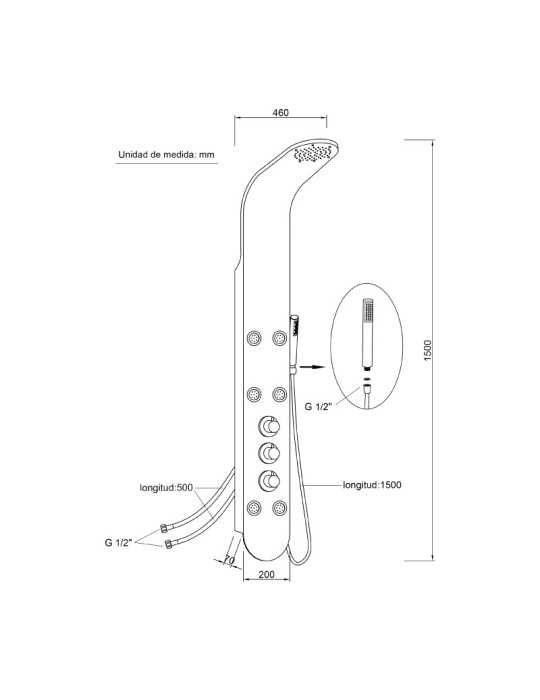 Columna de hidromasaje en aluminio blanco modelo A-855