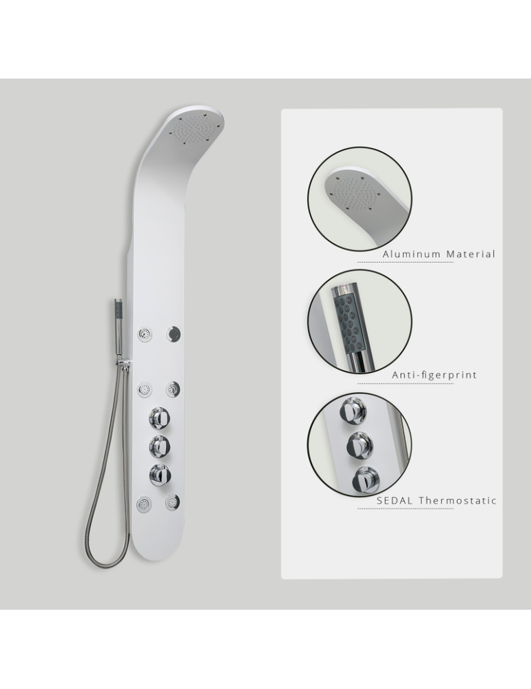 Columna de hidromasaje en aluminio blanco modelo A-855