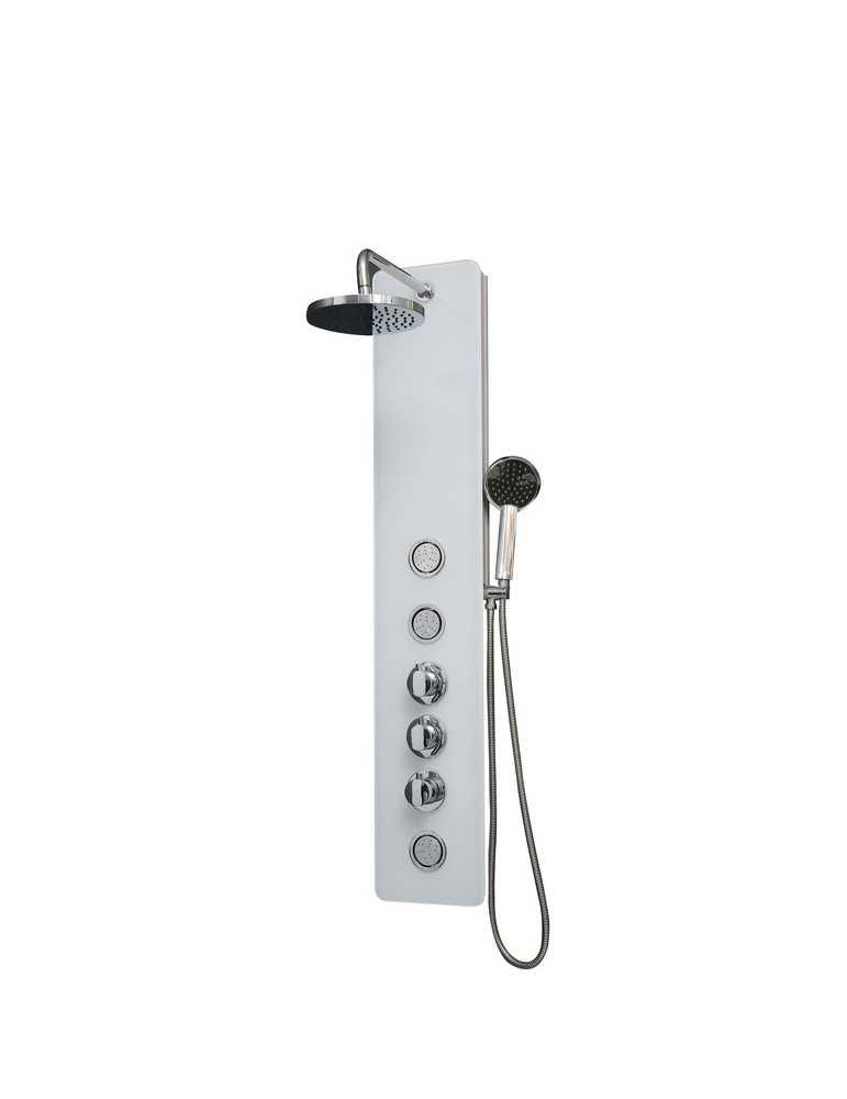 Columna de hidromasaje termostática en cristal color blanco modelo GS-49