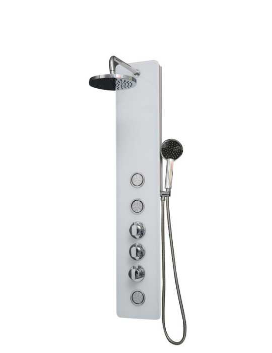Columna de hidromasaje termostática en cristal color blanco modelo GS-49