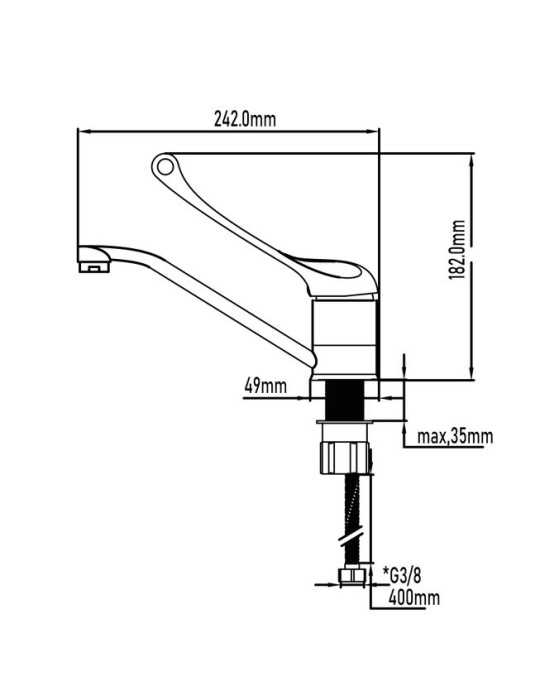 Grifo monomando de fregadero con maneta Higiénica modelo Indo