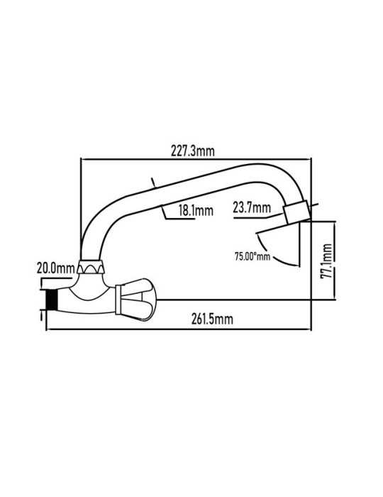 Grifo monomando de fregadero para pared frontal giratorio modelo Tajo