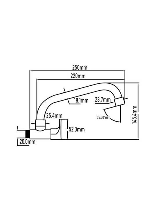Grifo monomando de fregadero de pared un agua modelo Cala