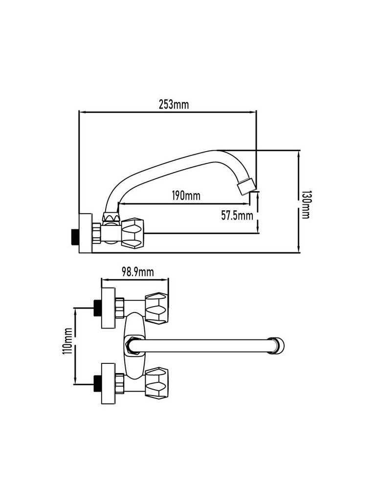 Grifo monobloc de fregadero modelo Tajo 110