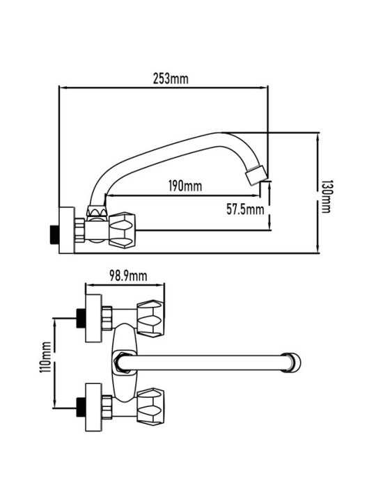 Grifo monobloc de fregadero modelo Tajo 110