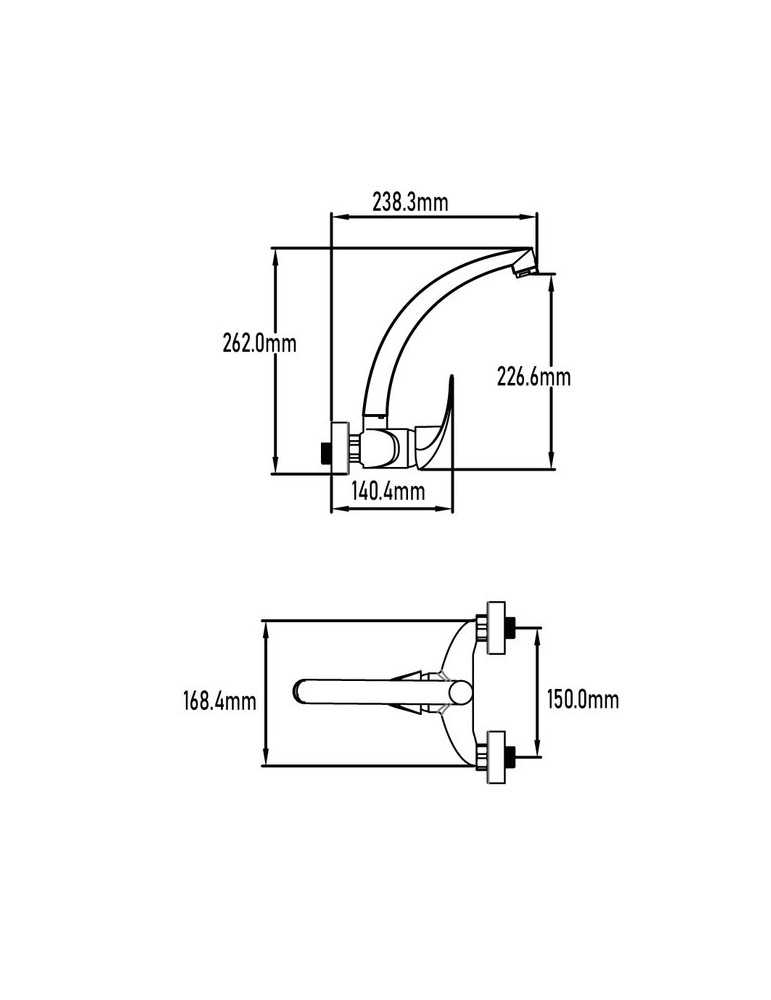 Grifo monomando de fregadero de pared caño fundido modelo Hiedra