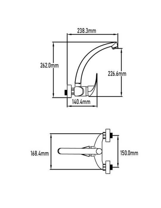 Grifo monomando de fregadero de pared caño fundido modelo Hiedra