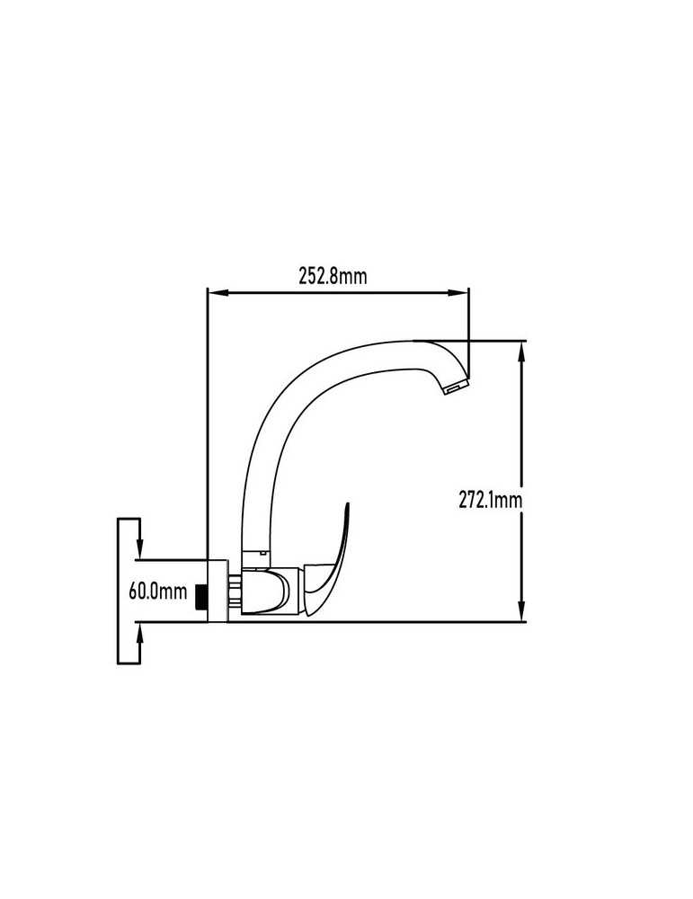 Grifo monomando de fregadero pared alto 150 modelo Peonia