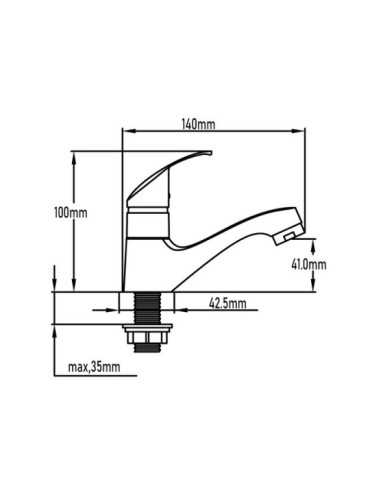 Grifo monomando de lavabo un agua modelo Cala 2