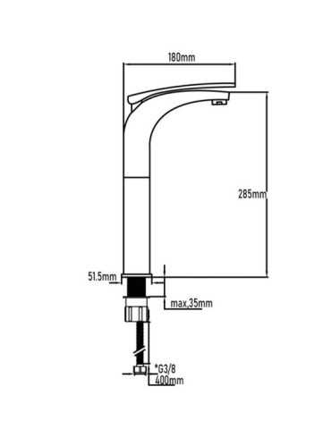 Grifo monomando de lavabo caño alto modelo Medellín 2