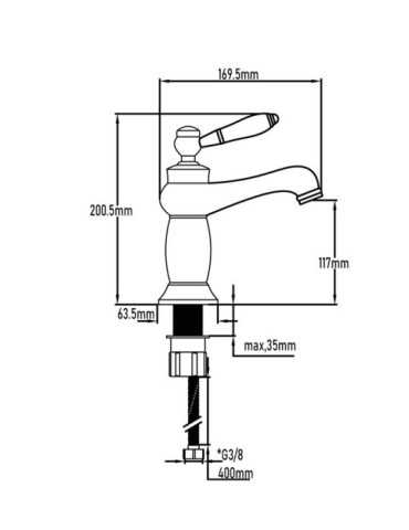 Grifo monomando de lavabo en cromo modelo Neoclásico 2