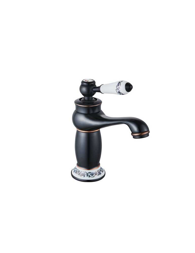 Grifo monomando de lavabo en negro modelo Neoclásico