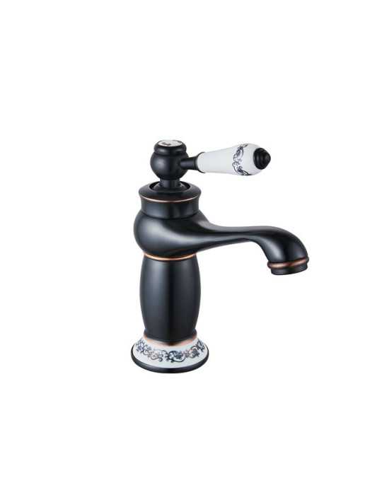 Grifo monomando de lavabo en negro modelo Neoclásico