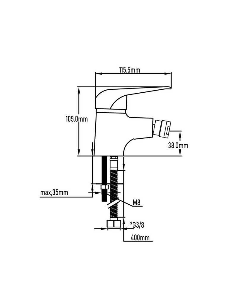 Grifo monomando de bidet serie Nilo