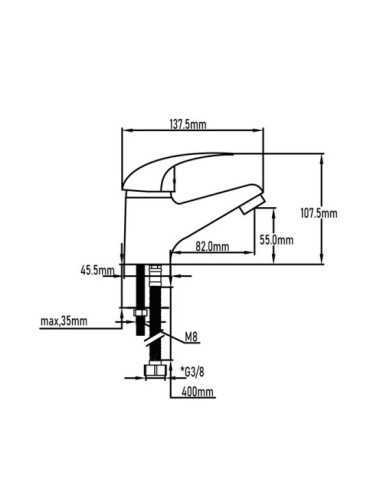 Grifo monomando de lavabo serie Rin 2