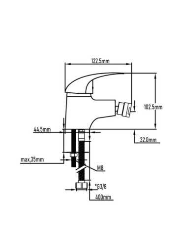 Grifo monomando de bidet serie Rin 2