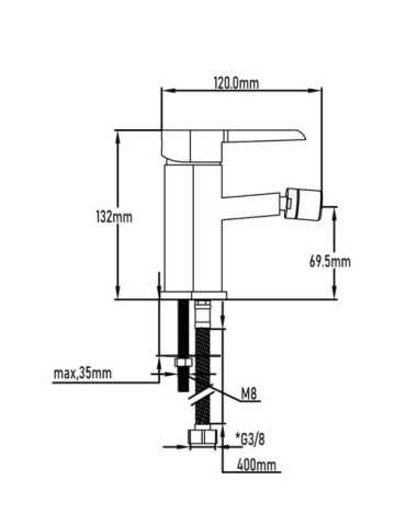 Grifo monomando de bidet serie Sil 2