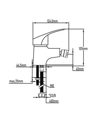 Grifo monomando de bidet serie Han 2