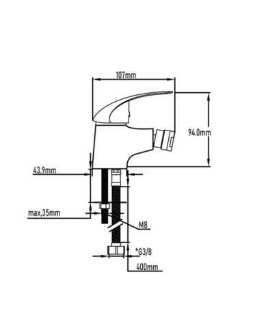 Grifo monomando de bidet serie Basic 35mm 2